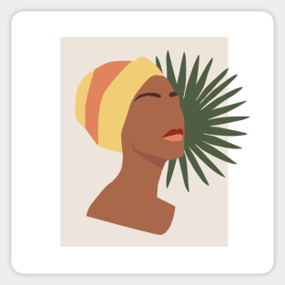 Black Woman Palm Leaf Sticker